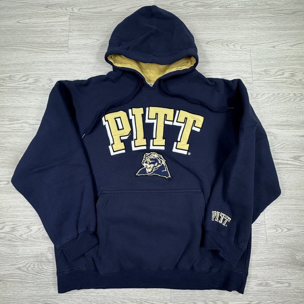 Steve & Barry's Men's Hoodie University of Pittsburgh Pitt Panthers Navy Large